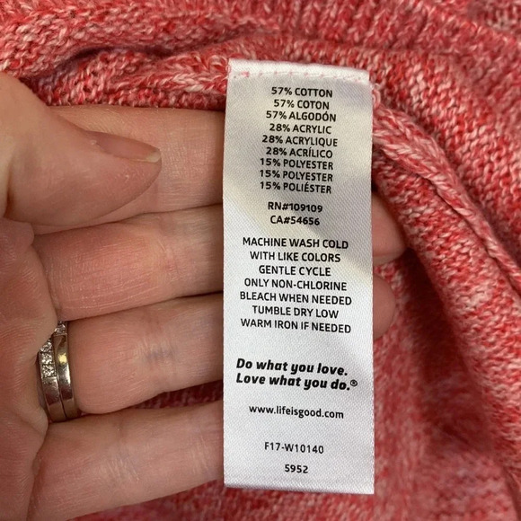 NWT Life is Good red white trapeze sweater sz xs - Picture 5 of 10